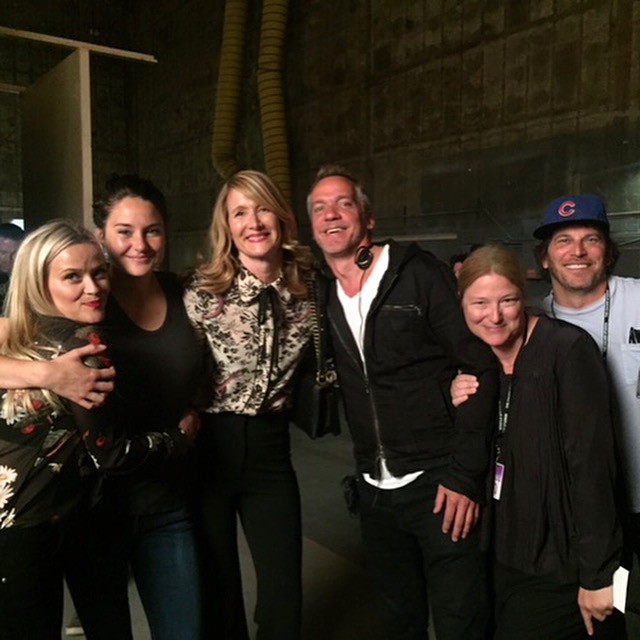Nathan Ross with the cast and producers on the set of Big Little Lies.
